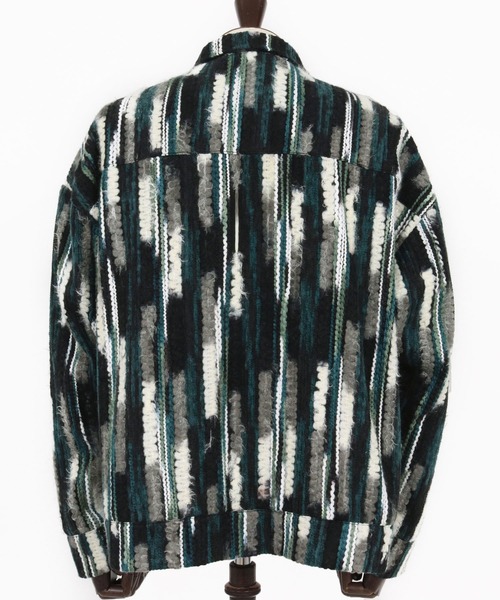 CAMBIO(カンビオ)の「mj10923-Stripe Mix Knit Zip Up Blouson ジップアップブルゾン(ブルゾン・メンズ・ブラック/ブルー・M/L)」の9枚目の写真