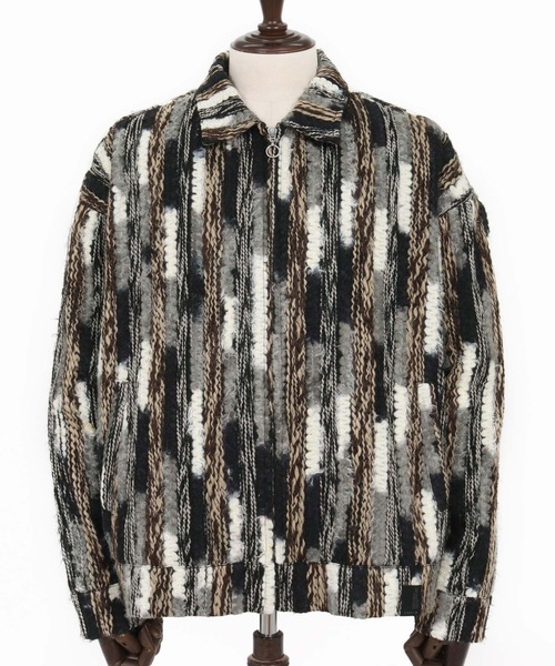 CAMBIO(カンビオ)の「mj10923-Stripe Mix Knit Zip Up Blouson ジップアップブルゾン(ブルゾン・メンズ・ブラック/ブルー・M/L)」の8枚目の写真
