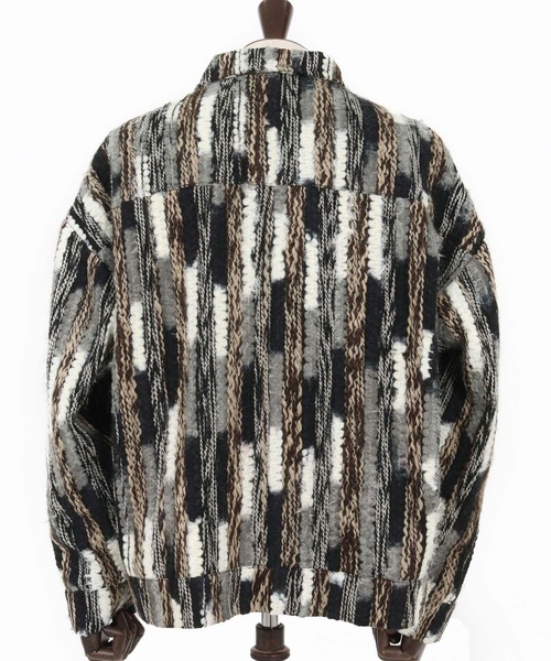 CAMBIO(カンビオ)の「mj10923-Stripe Mix Knit Zip Up Blouson ジップアップブルゾン(ブルゾン・メンズ・ブラック/ブルー・M/L)」の7枚目の写真