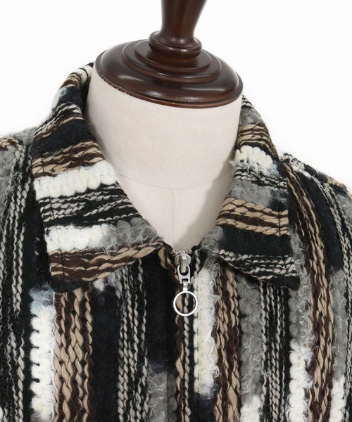 CAMBIO(カンビオ)の「mj10923-Stripe Mix Knit Zip Up Blouson ジップアップブルゾン(ブルゾン・メンズ・ブラック/ブルー・M/L)」の6枚目の写真