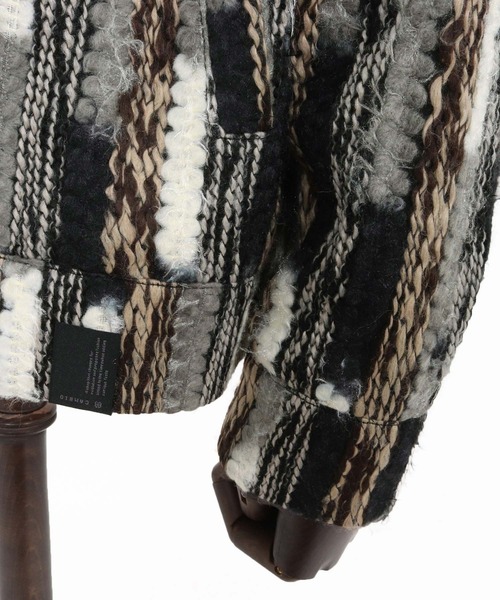 CAMBIO(カンビオ)の「mj10923-Stripe Mix Knit Zip Up Blouson ジップアップブルゾン(ブルゾン・メンズ・ブラック/ブルー・M/L)」の3枚目の写真