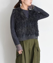 金魚草⭐️ページ♪ザラ★ブラックフェイクレザーロングベスト Foil Print Stripe Square Long Coat(S Black): Vintage 1.1