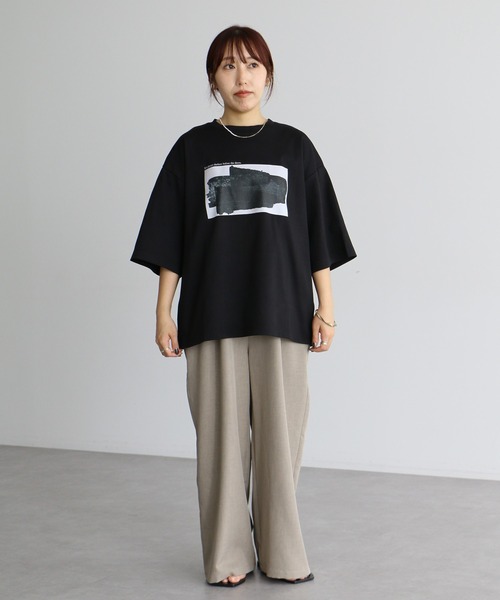 CRAFT STANDARD BOUTIQUE（クラフトスタンダードブティック）の「接触冷感/UVカット/吸水速乾 ハニカムメッシュフォトTEE 3【ユニセックス】（Tシャツ/カットソー・レディース・ブラック/オフホワイト・S/M/L）」の9枚目の写真