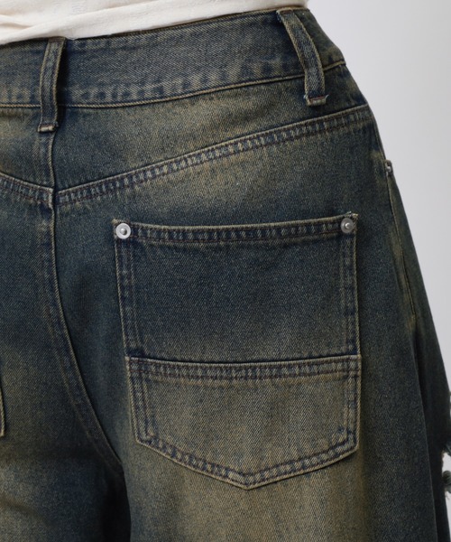 SPIRALGIRL（スパイラルガール）の「ダメージカモフラ切り替えワイドパンツ（デニムパンツ・レディース・ブルー・MEDIUM/SMALL）」の15枚目の写真