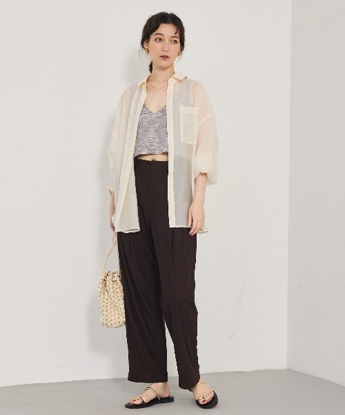 qualite（カリテ）の「カスリヤーン畦ニットキャミソール（ベスト・レディース・ライトグレー/スモークピンク・フリー）」の5枚目の写真