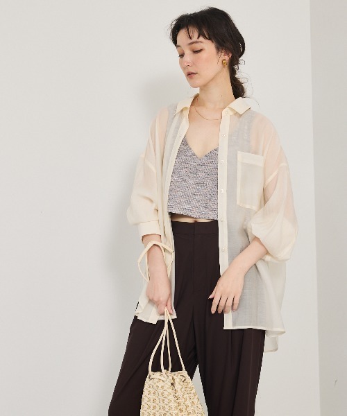 qualite（カリテ）の「カスリヤーン畦ニットキャミソール（ベスト・レディース・ライトグレー/スモークピンク・フリー）」の6枚目の写真