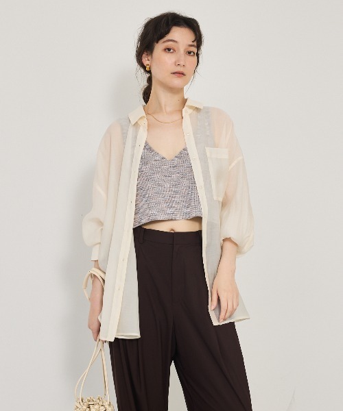 qualite（カリテ）の「カスリヤーン畦ニットキャミソール（ベスト・レディース・ライトグレー/スモークピンク・フリー）」の7枚目の写真