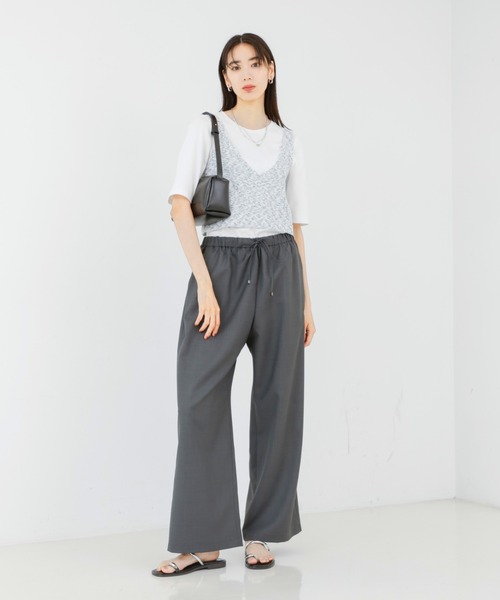 qualite（カリテ）の「カスリヤーン畦ニットキャミソール（ベスト・レディース・ライトグレー/スモークピンク・フリー）」の9枚目の写真