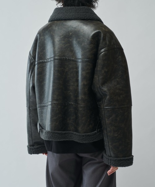 Neucon/ニューコン】ヴィンテージムートンクロップドワイドブルゾン