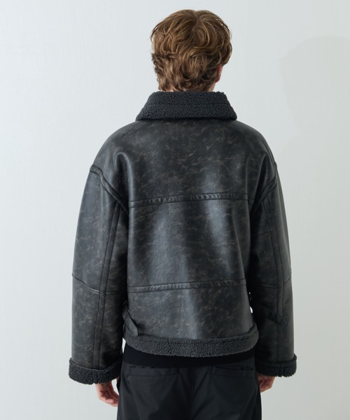 Lui's（ルイス）の「【Neucon/ニューコン】ヴィンテージムートンクロップドワイドブルゾン（ブルゾン・メンズ・ブラック/ブラウン・2/1）」の9枚目の写真