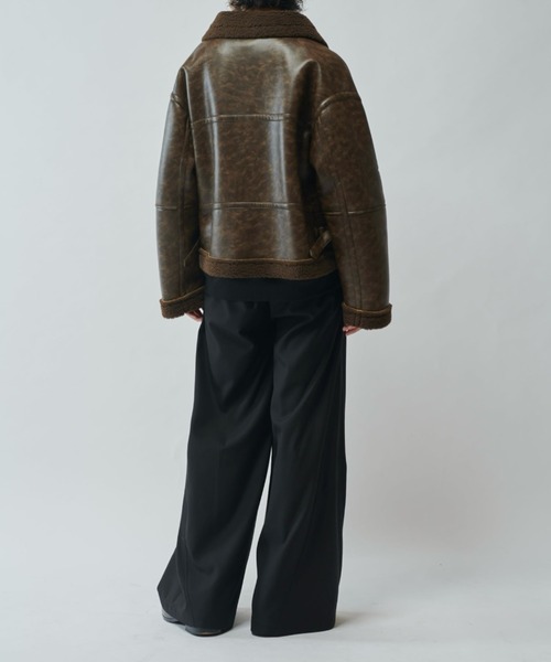 Lui's（ルイス）の「【Neucon/ニューコン】ヴィンテージムートンクロップドワイドブルゾン（ブルゾン・メンズ・ブラック/ブラウン・2/1）」の14枚目の写真