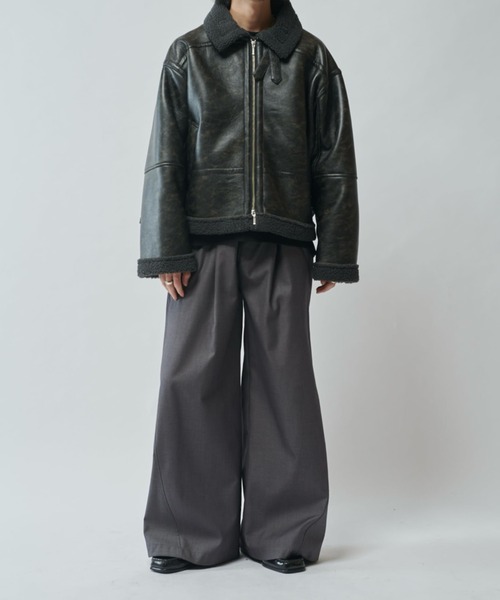 Lui's（ルイス）の「【Neucon/ニューコン】ヴィンテージムートンクロップドワイドブルゾン（ブルゾン・メンズ・ブラック/ブラウン・2/1）」の3枚目の写真