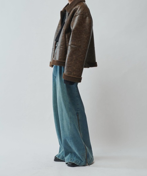 Lui's（ルイス）の「【Neucon/ニューコン】ヴィンテージムートンクロップドワイドブルゾン（ブルゾン・メンズ・ブラック/ブラウン・2/1）」の16枚目の写真