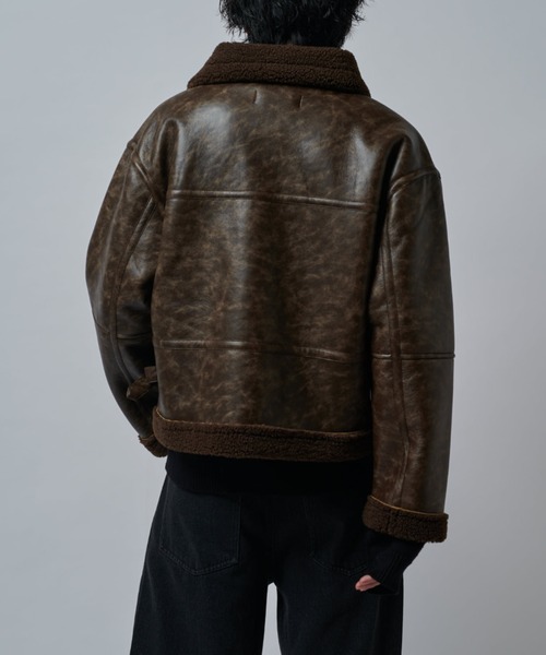 Lui's（ルイス）の「【Neucon/ニューコン】ヴィンテージムートンクロップドワイドブルゾン（ブルゾン・メンズ・ブラック/ブラウン・2/1）」の20枚目の写真