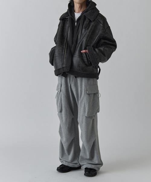 Lui's（ルイス）の「【Neucon/ニューコン】ヴィンテージムートンクロップドワイドブルゾン（ブルゾン・メンズ・ブラック/ブラウン・2/1）」の17枚目の写真