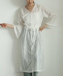 花レースフレアスリーブワンピース