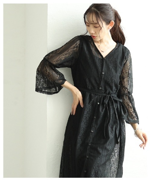 Sawa a la mode（サワアラモード）の「花レースフレアスリーブワンピース（ワンピース・レディース・ブラック/ホワイト・FREE）」の10枚目の写真