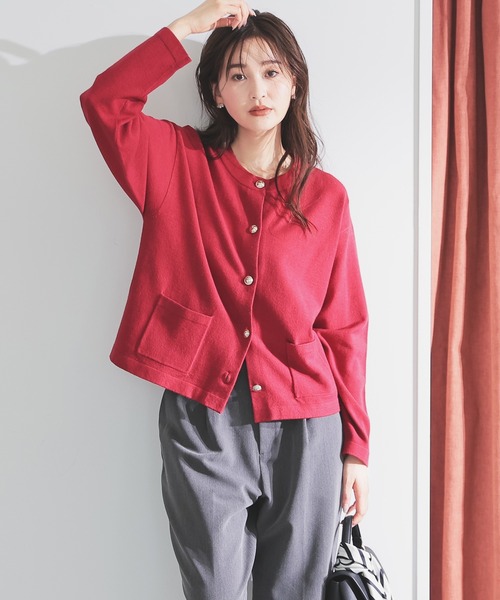 Livaeco】金釦付クルーカーデ（カーディガン/ボレロ）｜GLACIER