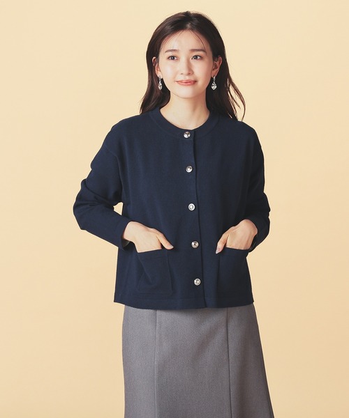 GLACIER lusso(グラシアルッソ)の「【Livaeco】金釦付クルーカーデ(カーディガン/ボレロ・レディース・レッド/ネイビー/モカ/杢グレー・S/M/LL/L)」の7枚目の写真