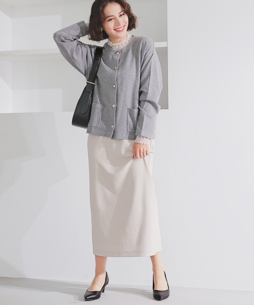 GLACIER lusso(グラシアルッソ)の「【Livaeco】金釦付クルーカーデ(カーディガン/ボレロ・レディース・レッド/ネイビー/モカ/杢グレー・S/M/LL/L)」の18枚目の写真