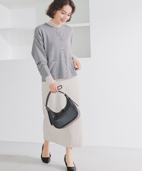 GLACIER lusso(グラシアルッソ)の「【Livaeco】金釦付クルーカーデ(カーディガン/ボレロ・レディース・レッド/ネイビー/モカ/杢グレー・S/M/LL/L)」の19枚目の写真