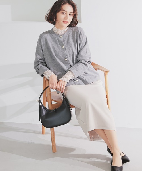 GLACIER lusso(グラシアルッソ)の「【Livaeco】金釦付クルーカーデ(カーディガン/ボレロ・レディース・レッド/ネイビー/モカ/杢グレー・S/M/LL/L)」の21枚目の写真