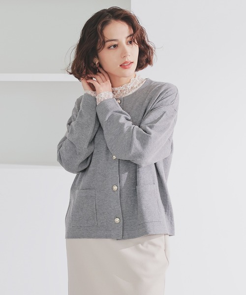 GLACIER lusso(グラシアルッソ)の「【Livaeco】金釦付クルーカーデ(カーディガン/ボレロ・レディース・レッド/ネイビー/モカ/杢グレー・S/M/LL/L)」の22枚目の写真
