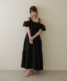 *M DOLLY original* ribbon nuance tiered dress/リボンニュアンスティアードドレス
