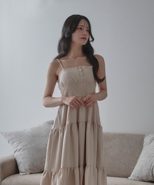M DOLLY(エムドリー)の「*M DOLLY original* ribbon nuance tiered dress/リボンニュアンスティアードドレス(ワンピース・レディース・ブラック/ベージュ・FREE)」の16枚目の写真