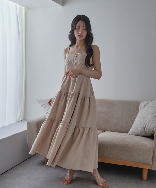 M DOLLY(エムドリー)の「*M DOLLY original* ribbon nuance tiered dress/リボンニュアンスティアードドレス(ワンピース・レディース・ブラック/ベージュ・FREE)」の17枚目の写真