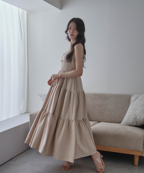 M DOLLY(エムドリー)の「*M DOLLY original* ribbon nuance tiered dress/リボンニュアンスティアードドレス(ワンピース・レディース・ブラック/ベージュ・FREE)」の18枚目の写真