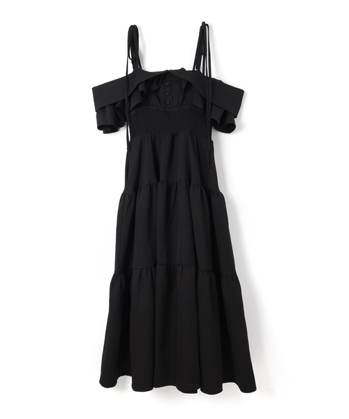 M DOLLY(エムドリー)の「*M DOLLY original* ribbon nuance tiered dress/リボンニュアンスティアードドレス(ワンピース・レディース・ブラック/ベージュ・FREE)」の21枚目の写真