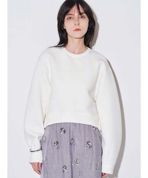 ELENDEEK(エレンディーク)の「タックヘムクロップドカットソー(スウェット・レディース・ブラック/ブラウン/グレー/オフホワイト・FREE)」の6枚目の写真