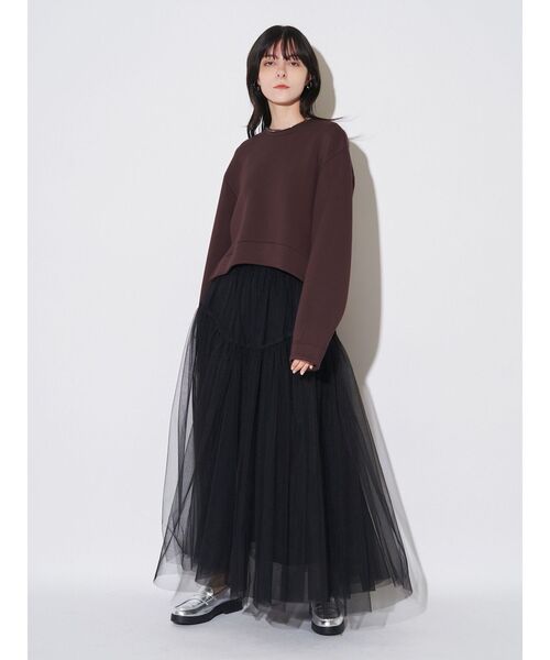 ELENDEEK(エレンディーク)の「タックヘムクロップドカットソー(スウェット・レディース・ブラック/ブラウン/グレー/オフホワイト・FREE)」の14枚目の写真