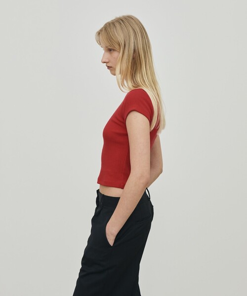 DES PRES（デ・プレ）の「アイレットジャージー ミニTシャツ（Tシャツ/カットソー・レディース・ホワイト/ブラック/レッド・FREE）」の6枚目の写真