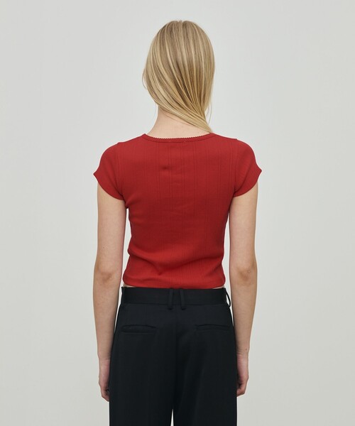 DES PRES（デ・プレ）の「アイレットジャージー ミニTシャツ（Tシャツ/カットソー・レディース・ホワイト/ブラック/レッド・FREE）」の7枚目の写真