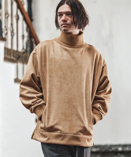 msw1734- 裏フリーススウェードポンチリブタートルネック（スウェット