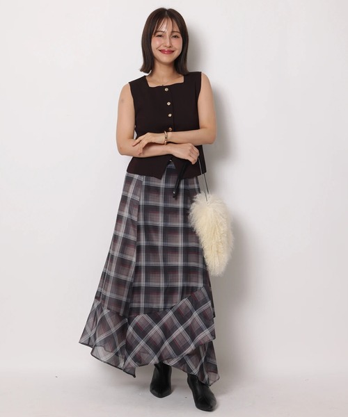 ベルト付イレヘムエアリーチェックスカート ベルト付イレヘムエアリーチェックスカート（スカート