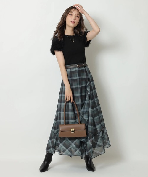 Apuweiser-riche(アプワイザーリッシェ)の「ベルト付イレヘムエアリーチェックスカート(スカート・レディース・モスグリーン/ボルドー/オフホワイト・2/1/0)」の15枚目の写真