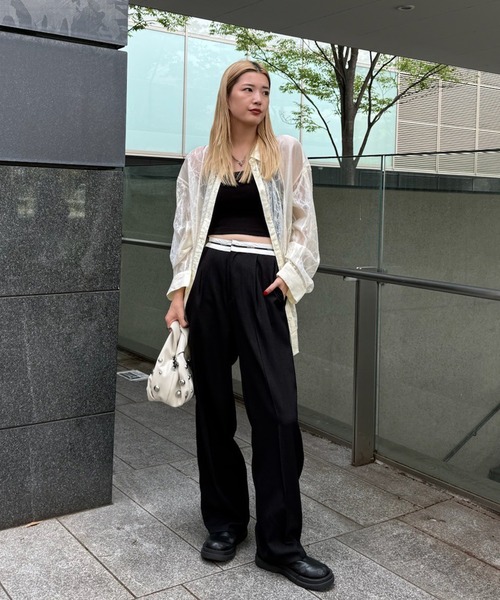 パンツ AMERI bjp-3 セール】PIN TUCK SYNTHETIC LEATHER PANTS（その他パンツ