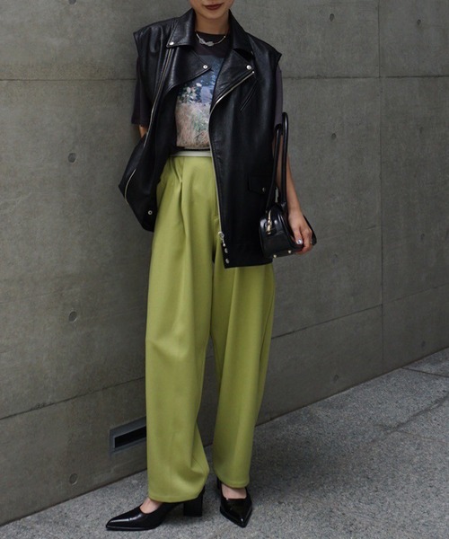 パンツ AMERI scp セール】PIN TUCK SYNTHETIC LEATHER PANTS（その他パンツ