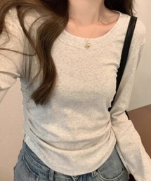 SHEPP（シープ）の「サイド シャーリング ウエストシェイプロンT スタイルアップ スリムフィット（Tシャツ/カットソー）」