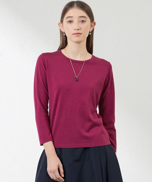 amaca(アマカ)の「シルクコットンプルオーバーニット(ニット/セーター・レディース・ダークネイビー/ワイン/ブルー系その他4・38/40)」の3枚目の写真