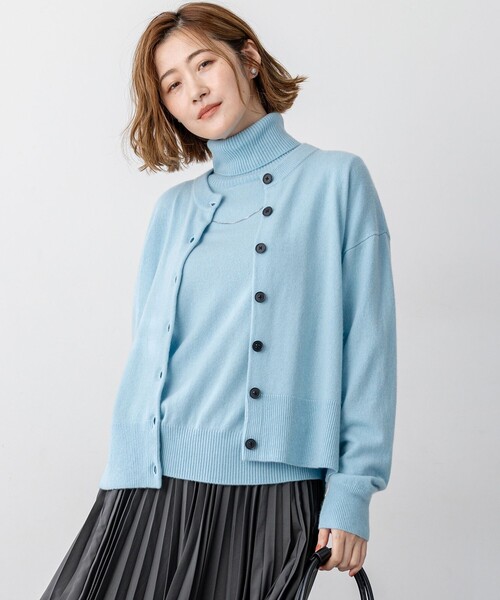 23区（ニジュウサンク）の「ピュアカシミヤ クルーネック カーディガン（カーディガン/ボレロ・レディース・オレンジ系/ライトグレー系/イエロー系/ブルー系/ベージュ系/スカイブルー系/黄土色系・40/38）」の4枚目の写真