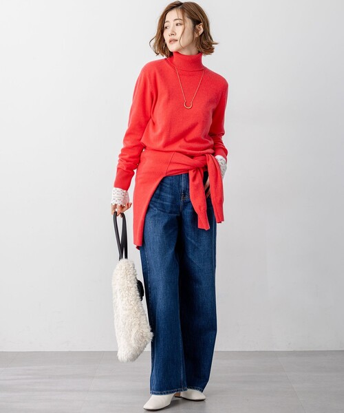 23区（ニジュウサンク）の「ピュアカシミヤ クルーネック カーディガン（カーディガン/ボレロ・レディース・オレンジ系/ライトグレー系/イエロー系/ブルー系/ベージュ系/スカイブルー系/黄土色系・40/38）」の20枚目の写真