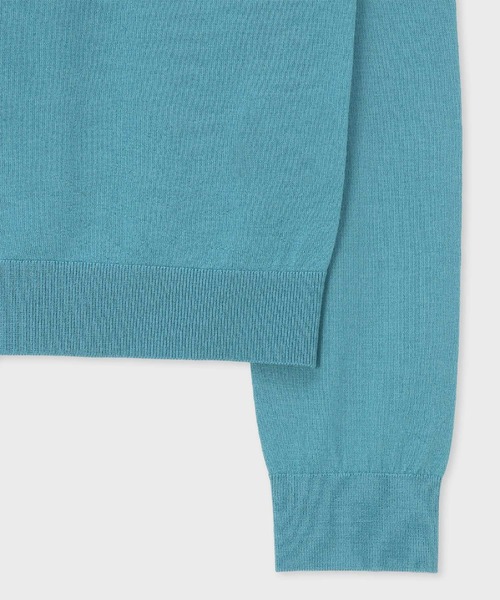 Paul Smith(ポールスミス)の「ウィメンズ ドレープウール ストライプ カーディガン / 255220 532N(カーディガン/ボレロ・レディース・グレイッシュブルー/ブラック・MEDIUM)」の6枚目の写真