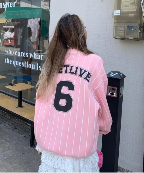 WEGO（ウィゴー）の「WEGO/ゲームストライプロンTスウェット（スウェット・レディース・ホワイト/ピンク・MEDIUM/LARGE）」の17枚目の写真