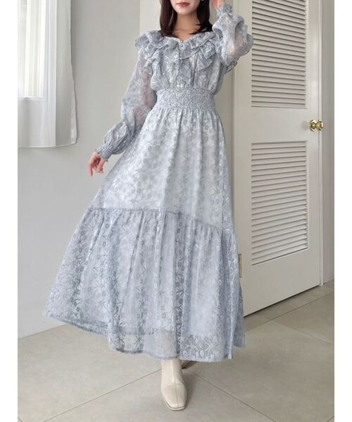 dazzlin(ダズリン)の「バックリボンレースフリルワンピース(ワンピース・レディース・ブルー/オフホワイト/グリーン・MEDIUM/SMALL)」の10枚目の写真