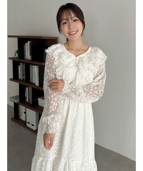 セール】バックリボンレースフリルワンピース（ワンピース）｜dazzlin