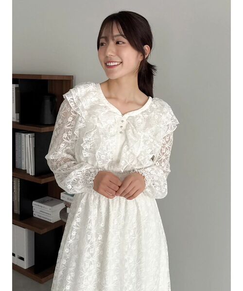 セール】バックリボンレースフリルワンピース（ワンピース）｜dazzlin